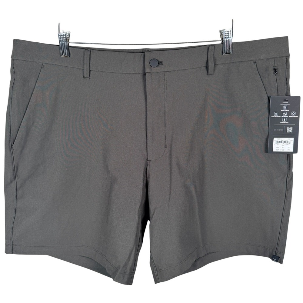 7 Diamonds Infinity Shorts Mens 42 Asphalt Grey 7" Inseam 4-Way Stretch Tech NEW